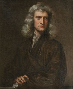 Retrato de Isaac Newton de cintura para arriba.