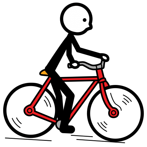 Pasear en bicicleta (Arasaac) Pictograma de ARASAAC: de una persona paseando en bicicleta.