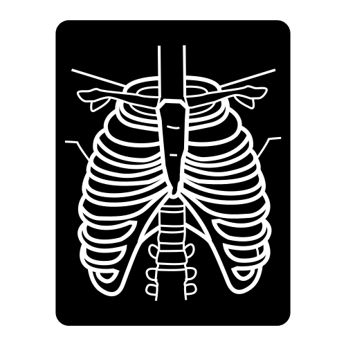 Pictograma con una radiografía con rayos X de la parte del tórax.