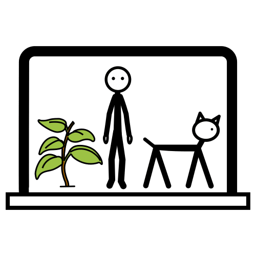 Planta, persoa e animal.