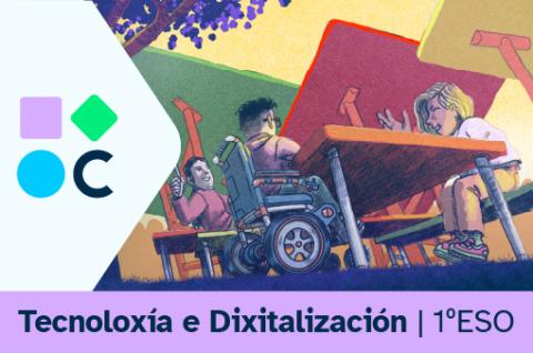 Imaxe da portada do REA3 de Tecnoloxía e dixitalización de 1º de ESO